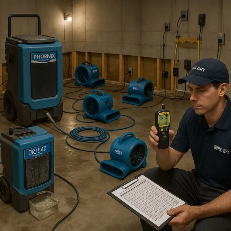 Structural Drying and Dehumidification process in Marana, AZ